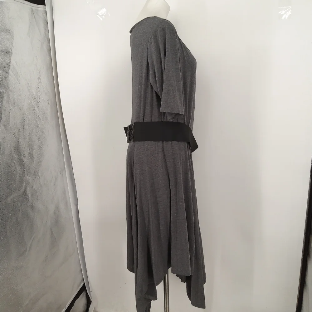 SIGNATURE BY ROBBIE BEE 20W SCOOP NECK ASYMMETRICAL MIDI DRESS - Picture 5 of 9